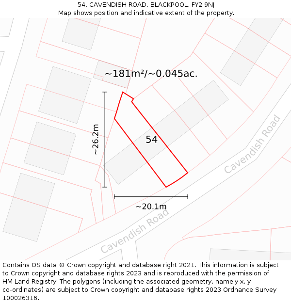 54, CAVENDISH ROAD, BLACKPOOL, FY2 9NJ: Plot and title map