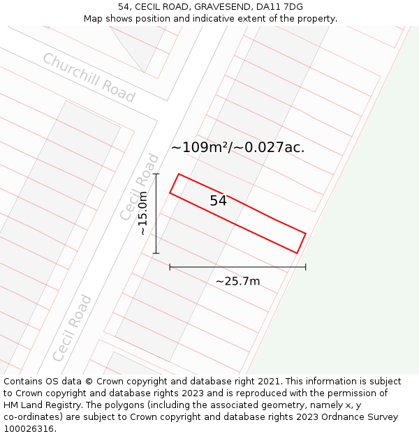 54, CECIL ROAD, GRAVESEND, DA11 7DG: Plot and title map