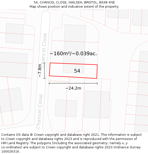 54, CHANCEL CLOSE, NAILSEA, BRISTOL, BS48 4NE: Plot and title map