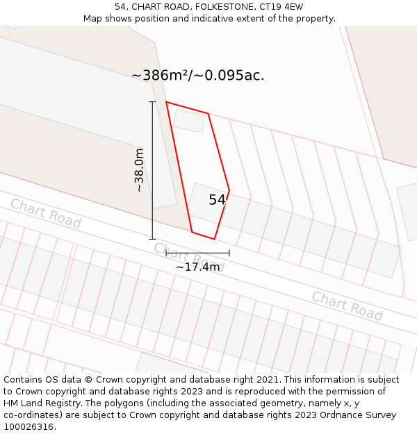54, CHART ROAD, FOLKESTONE, CT19 4EW: Plot and title map