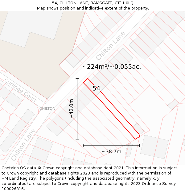 54, CHILTON LANE, RAMSGATE, CT11 0LQ: Plot and title map