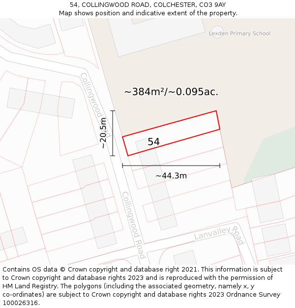 54, COLLINGWOOD ROAD, COLCHESTER, CO3 9AY: Plot and title map