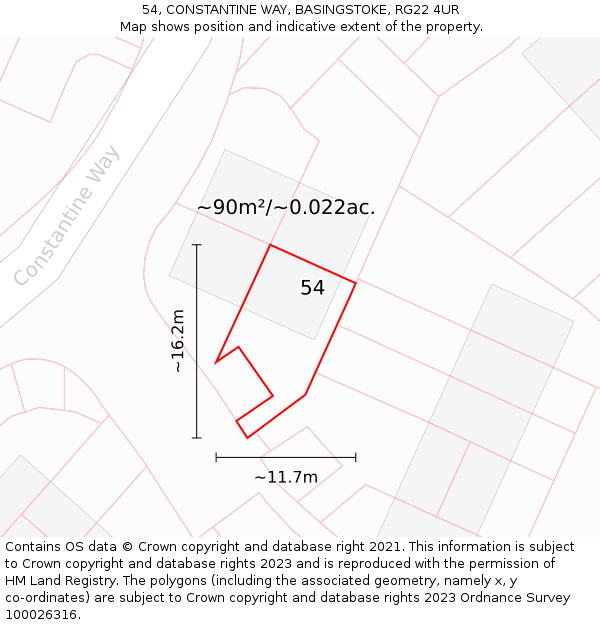 54, CONSTANTINE WAY, BASINGSTOKE, RG22 4UR: Plot and title map