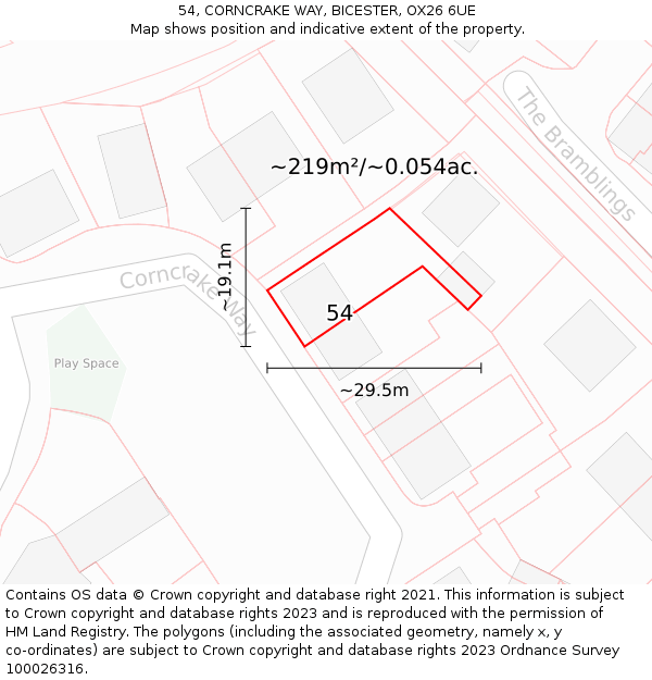 54, CORNCRAKE WAY, BICESTER, OX26 6UE: Plot and title map