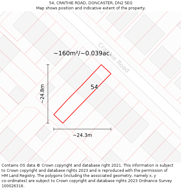 54, CRAITHIE ROAD, DONCASTER, DN2 5EG: Plot and title map