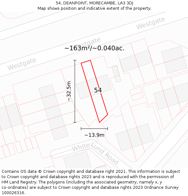 54, DEANPOINT, MORECAMBE, LA3 3DJ: Plot and title map