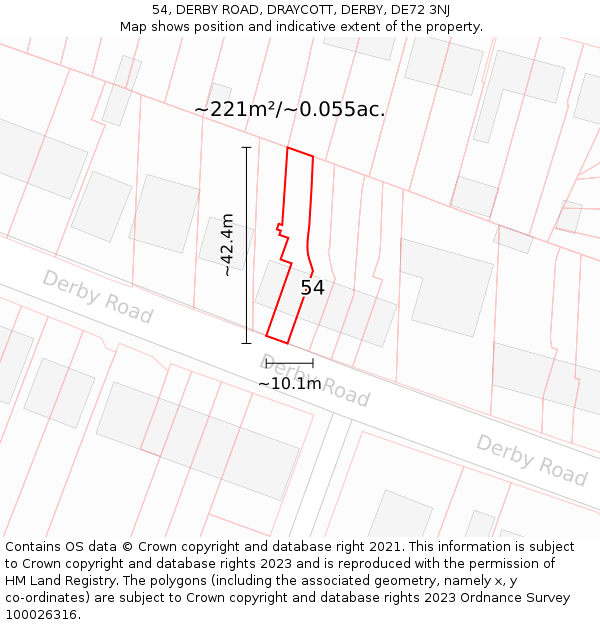 54, DERBY ROAD, DRAYCOTT, DERBY, DE72 3NJ: Plot and title map