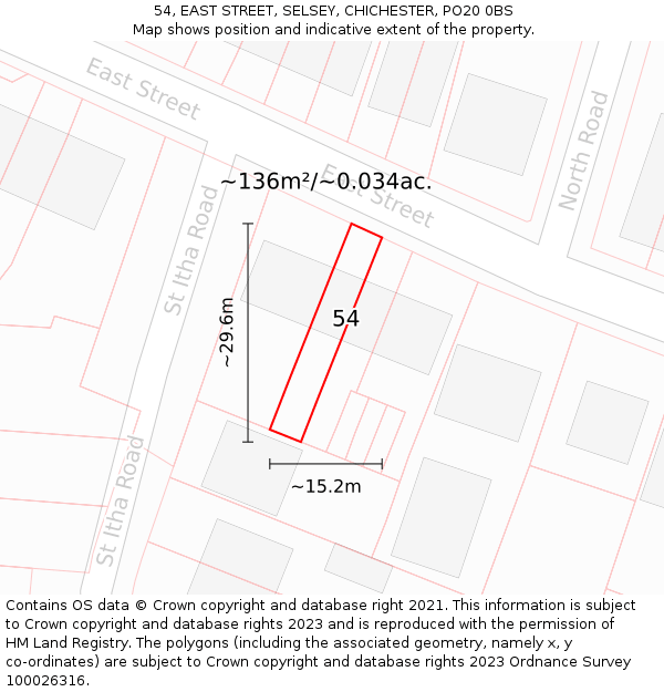 54, EAST STREET, SELSEY, CHICHESTER, PO20 0BS: Plot and title map