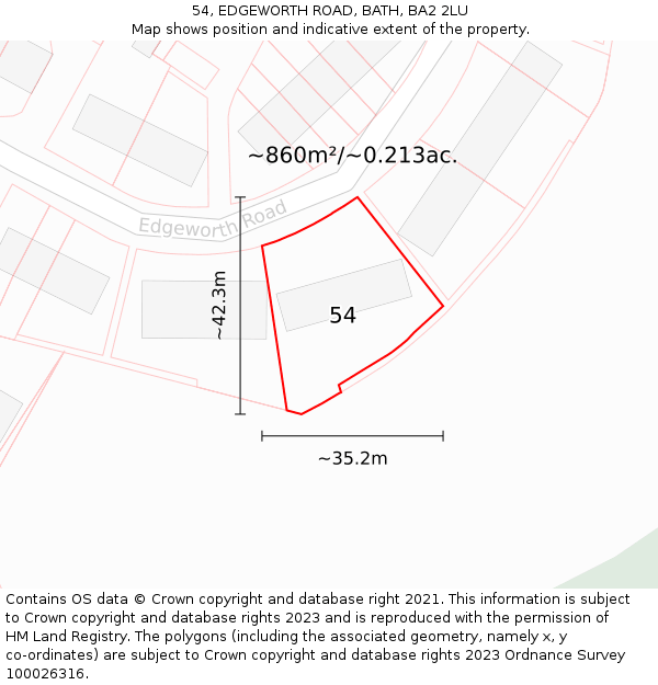 54, EDGEWORTH ROAD, BATH, BA2 2LU: Plot and title map