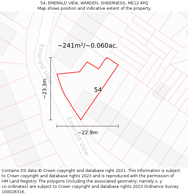 54, EMERALD VIEW, WARDEN, SHEERNESS, ME12 4PQ: Plot and title map