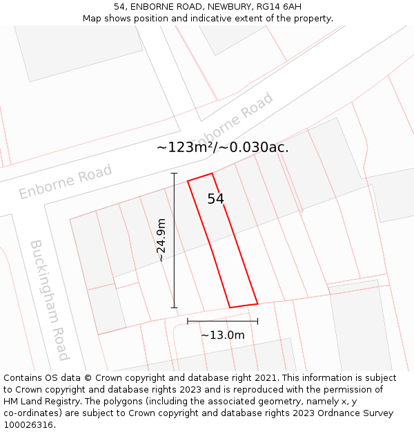 54, ENBORNE ROAD, NEWBURY, RG14 6AH: Plot and title map