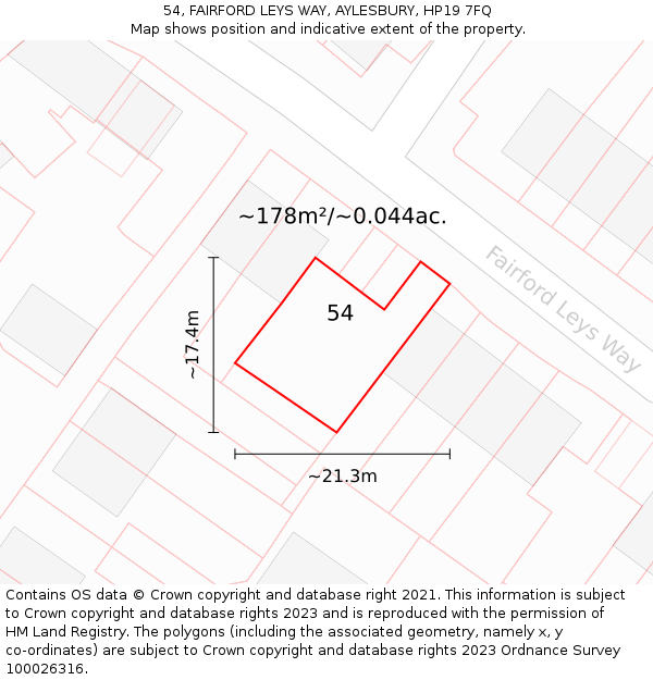 54, FAIRFORD LEYS WAY, AYLESBURY, HP19 7FQ: Plot and title map