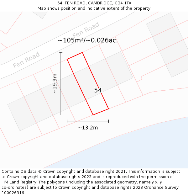 54, FEN ROAD, CAMBRIDGE, CB4 1TX: Plot and title map
