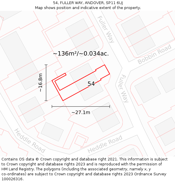 54, FULLER WAY, ANDOVER, SP11 6UJ: Plot and title map