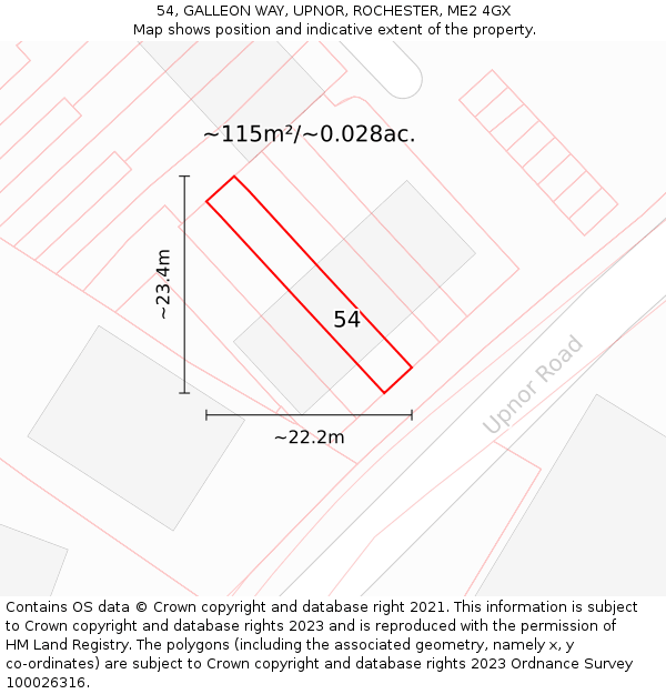 54, GALLEON WAY, UPNOR, ROCHESTER, ME2 4GX: Plot and title map