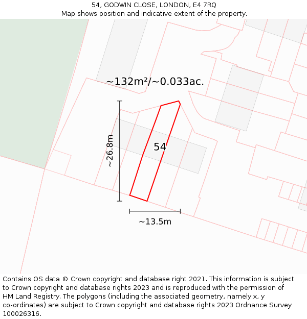 54, GODWIN CLOSE, LONDON, E4 7RQ: Plot and title map