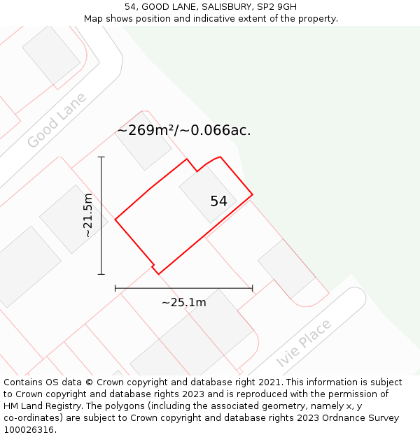 54, GOOD LANE, SALISBURY, SP2 9GH: Plot and title map
