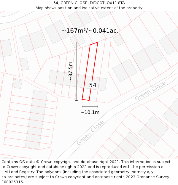54, GREEN CLOSE, DIDCOT, OX11 8TA: Plot and title map