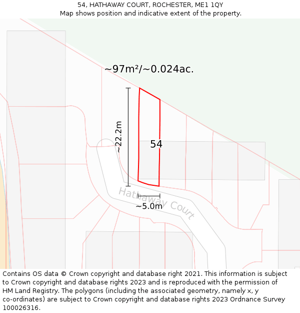 54, HATHAWAY COURT, ROCHESTER, ME1 1QY: Plot and title map