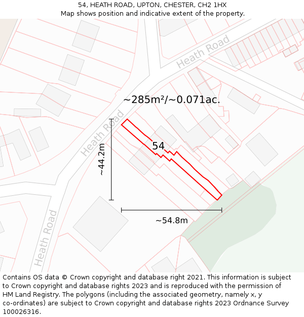 54, HEATH ROAD, UPTON, CHESTER, CH2 1HX: Plot and title map