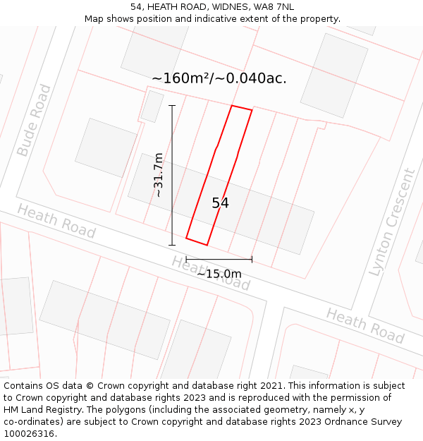 54, HEATH ROAD, WIDNES, WA8 7NL: Plot and title map