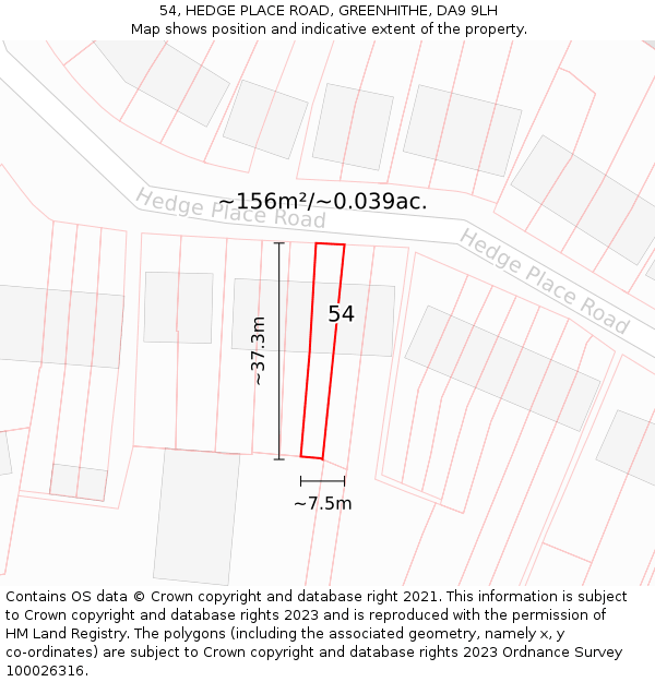 54, HEDGE PLACE ROAD, GREENHITHE, DA9 9LH: Plot and title map