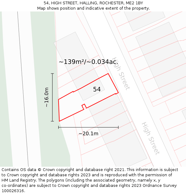 54, HIGH STREET, HALLING, ROCHESTER, ME2 1BY: Plot and title map