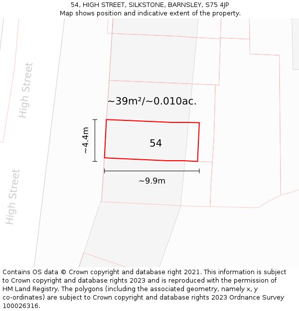 54, HIGH STREET, SILKSTONE, BARNSLEY, S75 4JP: Plot and title map