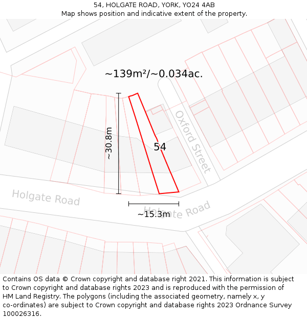 54, HOLGATE ROAD, YORK, YO24 4AB: Plot and title map