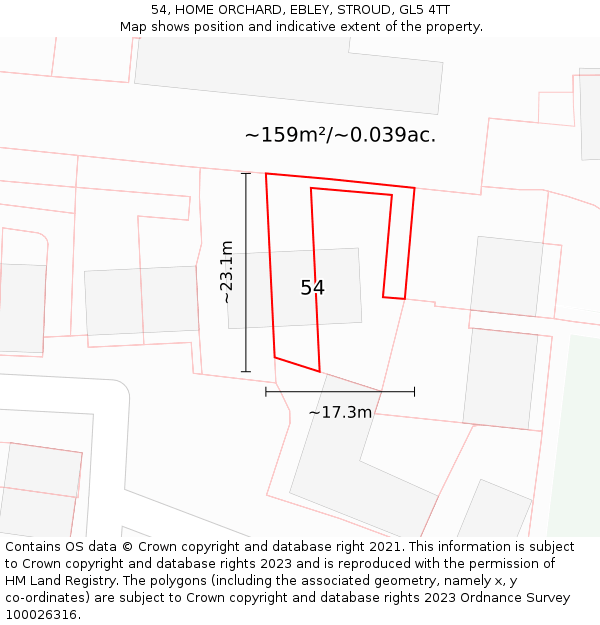 54, HOME ORCHARD, EBLEY, STROUD, GL5 4TT: Plot and title map