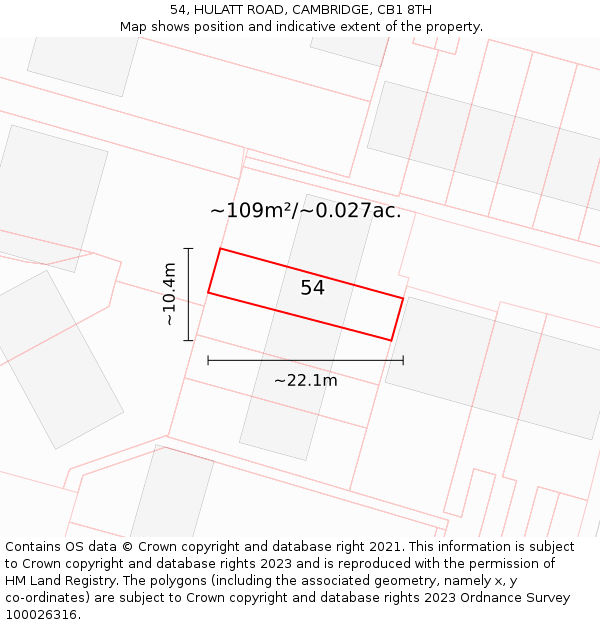 54, HULATT ROAD, CAMBRIDGE, CB1 8TH: Plot and title map