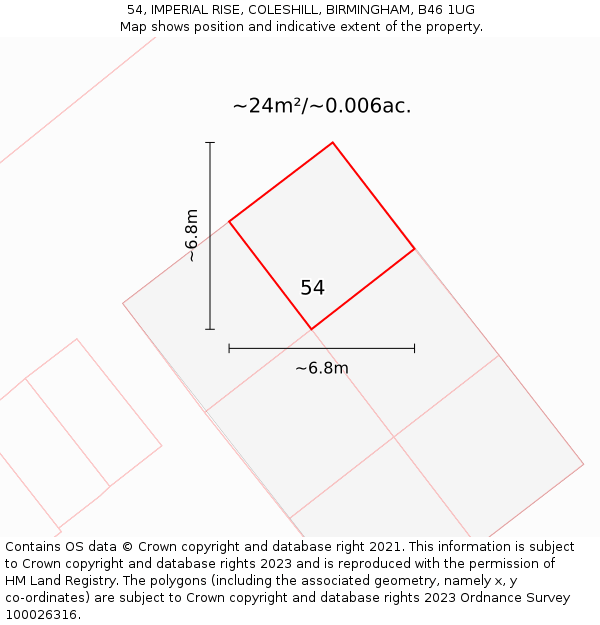 54, IMPERIAL RISE, COLESHILL, BIRMINGHAM, B46 1UG: Plot and title map