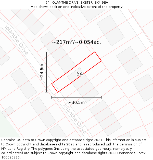 54, IOLANTHE DRIVE, EXETER, EX4 9EA: Plot and title map