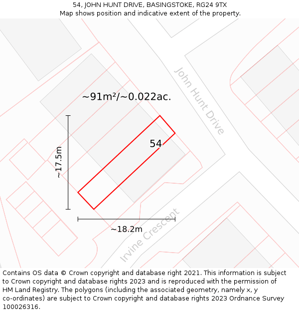54, JOHN HUNT DRIVE, BASINGSTOKE, RG24 9TX: Plot and title map
