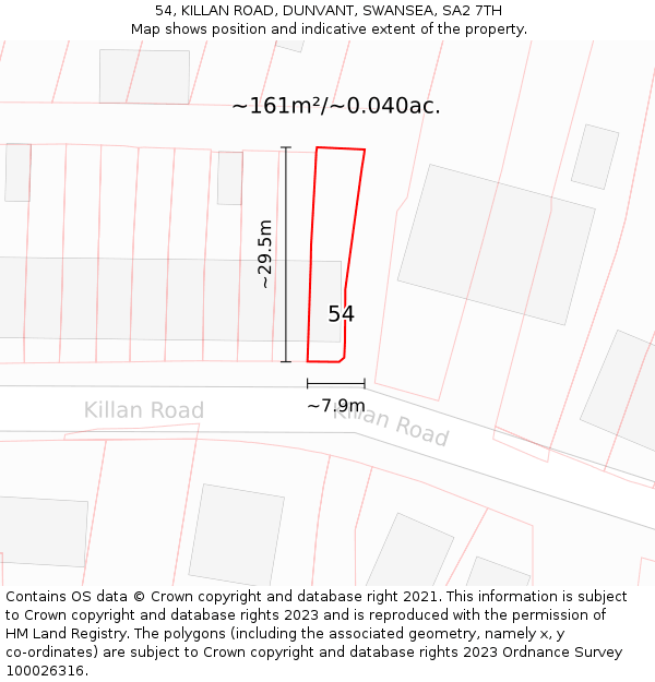 54, KILLAN ROAD, DUNVANT, SWANSEA, SA2 7TH: Plot and title map