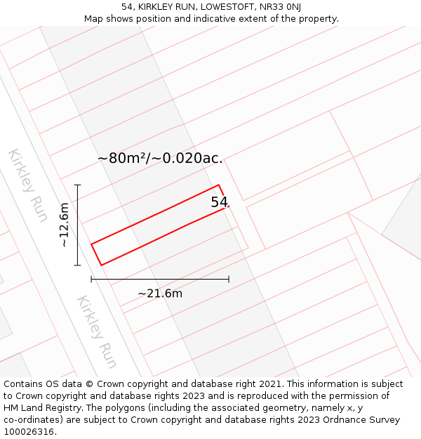 54, KIRKLEY RUN, LOWESTOFT, NR33 0NJ: Plot and title map
