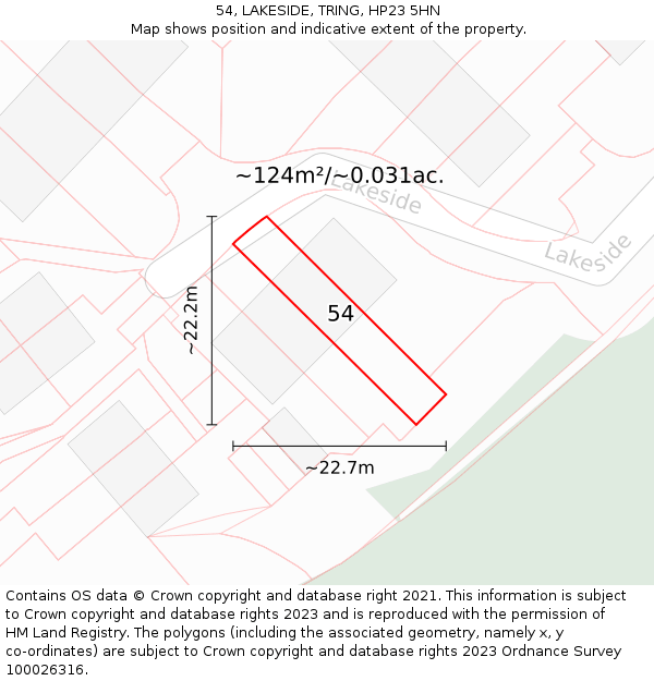 54, LAKESIDE, TRING, HP23 5HN: Plot and title map