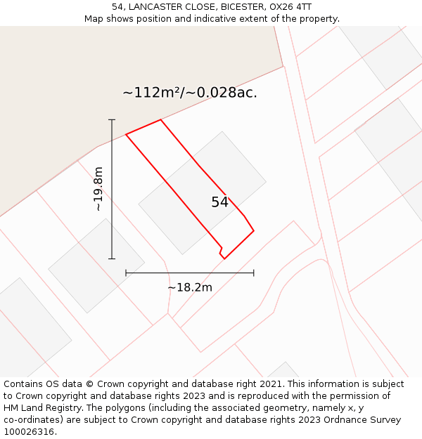 54, LANCASTER CLOSE, BICESTER, OX26 4TT: Plot and title map