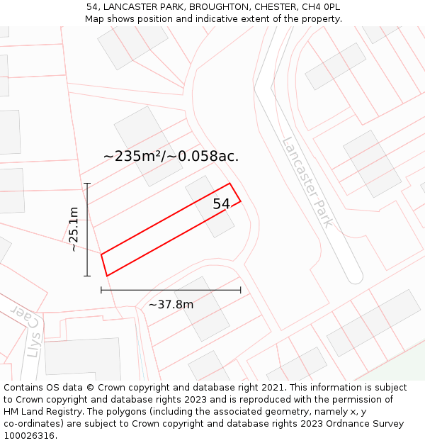 54, LANCASTER PARK, BROUGHTON, CHESTER, CH4 0PL: Plot and title map