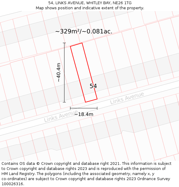 54, LINKS AVENUE, WHITLEY BAY, NE26 1TG: Plot and title map