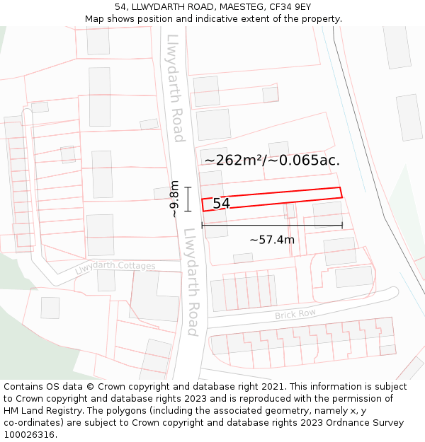 54, LLWYDARTH ROAD, MAESTEG, CF34 9EY: Plot and title map