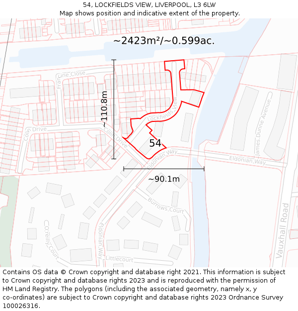 54, LOCKFIELDS VIEW, LIVERPOOL, L3 6LW: Plot and title map