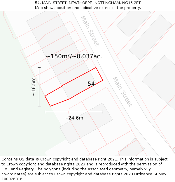 54, MAIN STREET, NEWTHORPE, NOTTINGHAM, NG16 2ET: Plot and title map