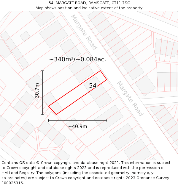 54, MARGATE ROAD, RAMSGATE, CT11 7SG: Plot and title map