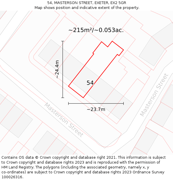 54, MASTERSON STREET, EXETER, EX2 5GR: Plot and title map