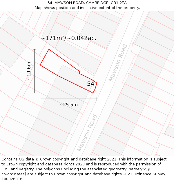 54, MAWSON ROAD, CAMBRIDGE, CB1 2EA: Plot and title map