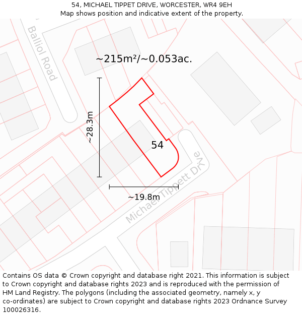 54, MICHAEL TIPPET DRIVE, WORCESTER, WR4 9EH: Plot and title map