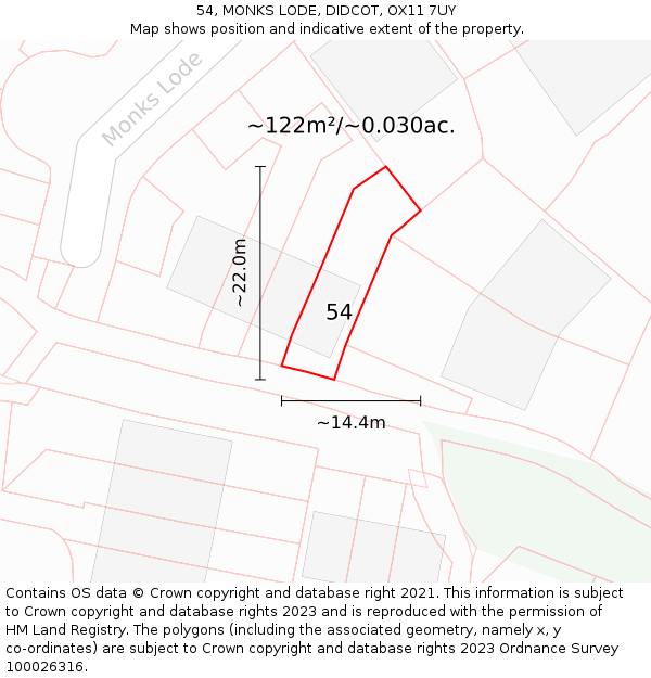 54, MONKS LODE, DIDCOT, OX11 7UY: Plot and title map