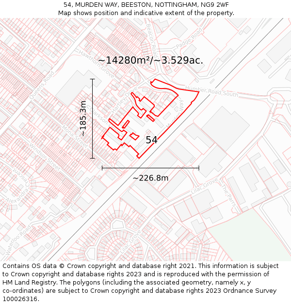 54, MURDEN WAY, BEESTON, NOTTINGHAM, NG9 2WF: Plot and title map