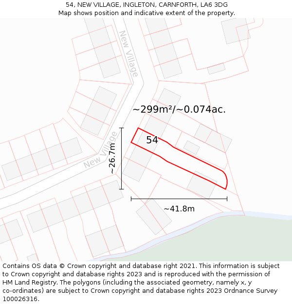54, NEW VILLAGE, INGLETON, CARNFORTH, LA6 3DG: Plot and title map
